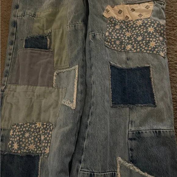 Polo Ralph LaurenPatchwork High Rise Flare Leg Jeans in Blue